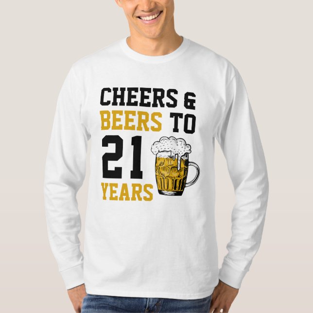 Camiseta aniversário de 21 anos para saudações e cervejas a (Frente)
