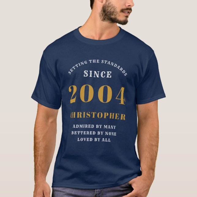 Camiseta Aniversário de 21 anos personalizado 2004 Adiciona (Frente)