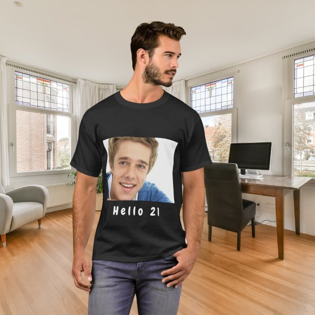 Camiseta aniversário de 21 anos personalizado foto saudação (Criador carregado)