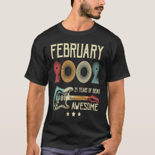 Camiseta aniversário de 21 anos Retro Guitar Fevereiro De 2