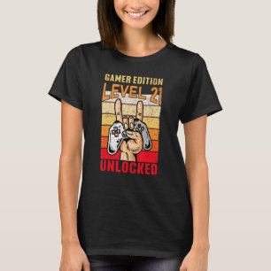 Camiseta aniversário de 21 anos Video Gamer Edition Nível 2