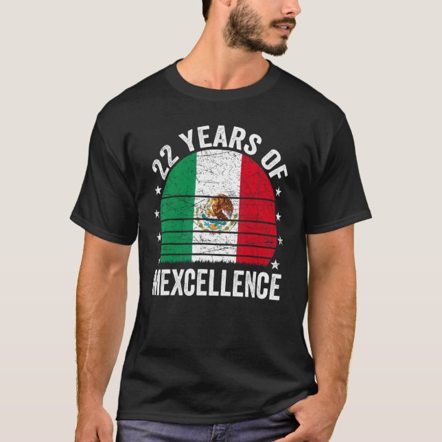 Camiseta Aniversário de 22 anos Mexicano 22º Aniversário Pu (Frente)