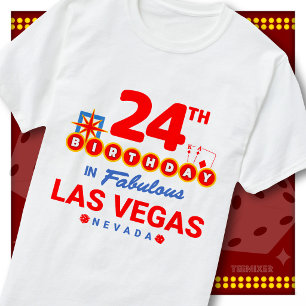 Camiseta Aniversário de 24 anos Sinal de Boas-Vindas Las Ve