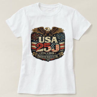 Camiseta Aniversário de 250 anos dos EUA 1776-2026 Feminino