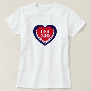 Camiseta Aniversário de 250 anos dos EUA Patriótico Vermelh
