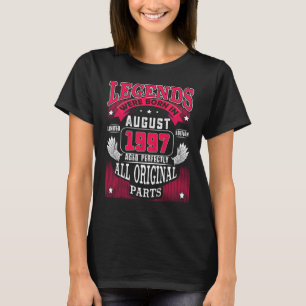 Camiseta Aniversário de 25 anos Lendas nascidas em agosto