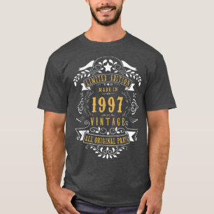 Camiseta Aniversário de 25 de 25 anos fez Nascer em 1997 Ho