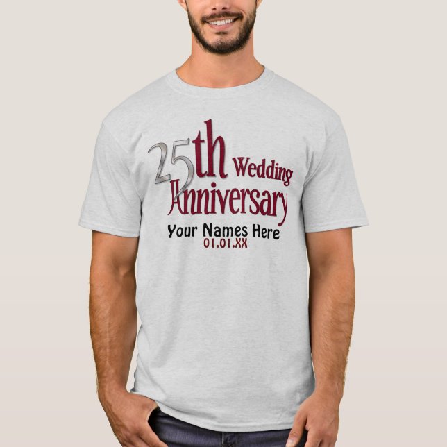 Camiseta Aniversário de 25 Silver e Burgundy (Frente)