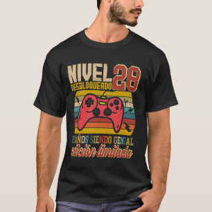 Camiseta Aniversário de 28 anos espanhol Cumpleaños Nível 2