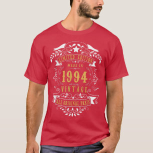 Camiseta Aniversário de 28 anos fez Nascer em 1994 Homens W