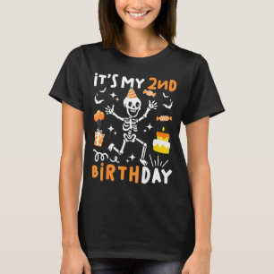 Camiseta aniversário de 2 anos crianças esqueleto engraçado