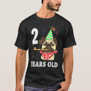Camiseta Aniversário de 2 anos do cachorrinho Pug Fofo Cach
