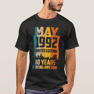 Camiseta aniversário de 30 anos 30 Anos Incrível Desde Maio