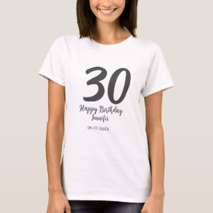 Camiseta aniversário de 30 anos adicionar nome data ano ano