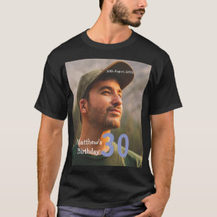 Camiseta aniversário de 30 anos adicionar nome foto data ho