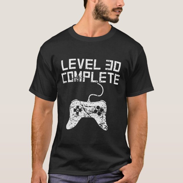 Camiseta Aniversário de 30 anos completo do nível 30 (Frente)