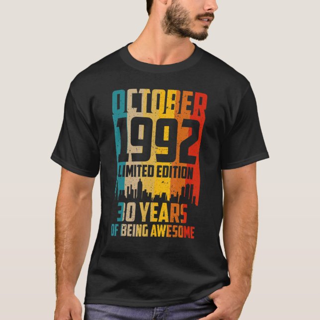 Camiseta aniversário de 30 anos de 30 anos de idade, outubr (Frente)