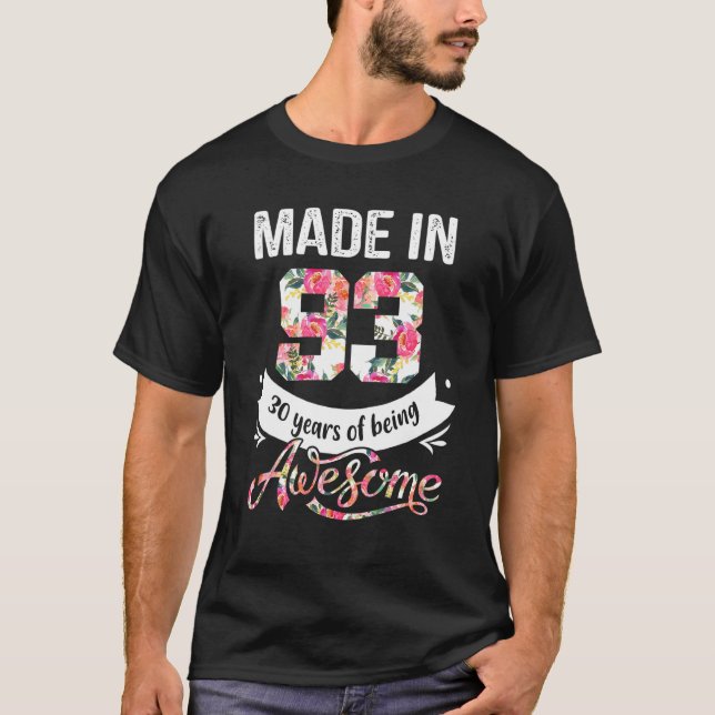 Camiseta aniversário de 30 anos de 30 anos em 1993 Menina (Frente)