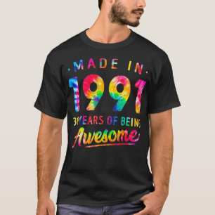 Camiseta aniversário de 30 anos De 30 Anos Fez 1991 Tie Dye