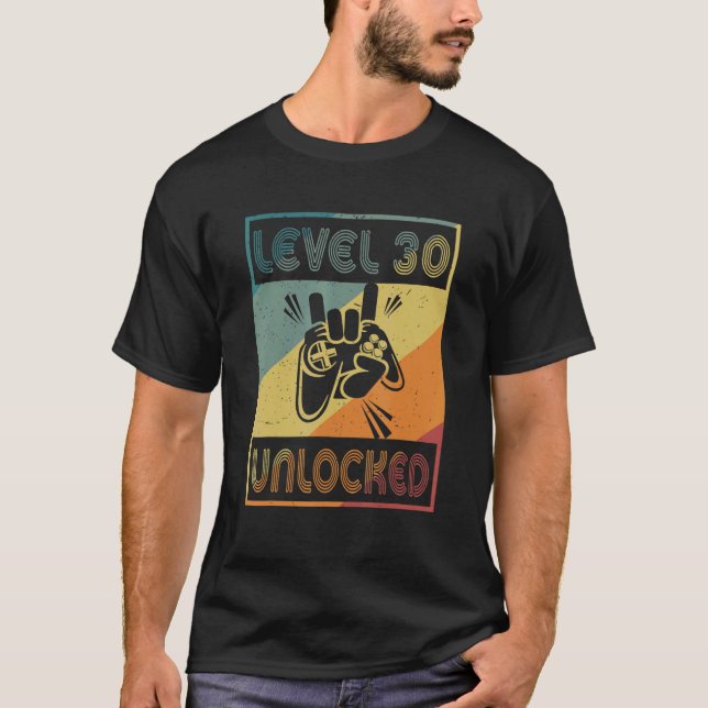 Camiseta Aniversário de 30 anos de Jogador de Vídeo Desbloq (Frente)