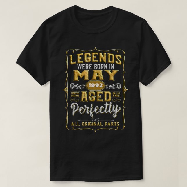Camiseta Aniversário de 30 anos de Legendas para Homens e W (Frente do Design)