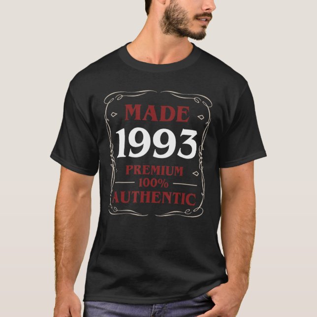 Camiseta aniversário de 30 anos Design u2013 Feito Em 1993 (Frente)