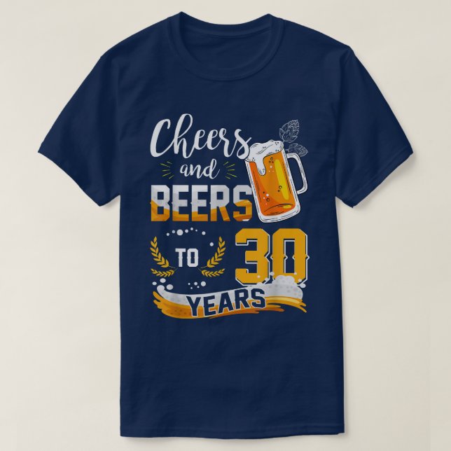 Camiseta aniversário de 30 anos e Cervejas A 30 Anos De Nas (Frente do Design)