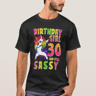 Camiseta aniversário de 30 anos Girl Dabbing Unicorn 30 An