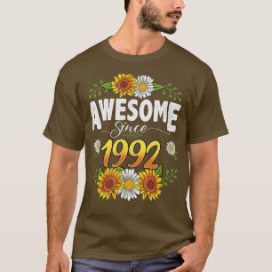 Camiseta aniversário de 30 anos Incrível Desde 1992 Floral