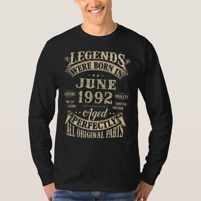 Camiseta aniversário de 30 anos Para Legendas Nascer Junho  (Frente)