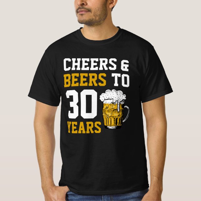 Camiseta aniversário de 30 anos para saudações e cervejas a (Frente)