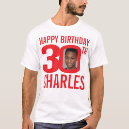 Camiseta aniversário de 30 anos personalizado nome e modelo