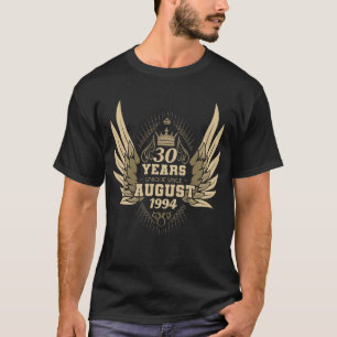 Camiseta aniversário de 30 anos único desde agosto de 1994