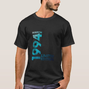 Camiseta aniversário de 30 anos Vintage 1994 Março 30 Anos