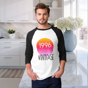 Camiseta Aniversário de 30 anos Vintage 1996 Neon Faixa Ret