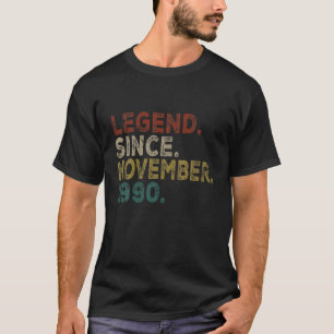 Camiseta aniversário de 30 anos Vintage Retro Novembro De 1