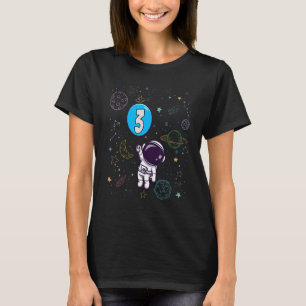 Camiseta aniversário de 3 anos Astronauta de 3 Anos