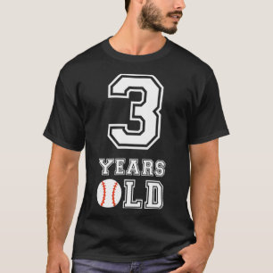 Camiseta aniversário de 3 anos Baseball Grande Número Três