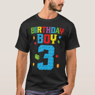Camiseta Aniversário de 3 anos-Boy Master Builder 3 anos de