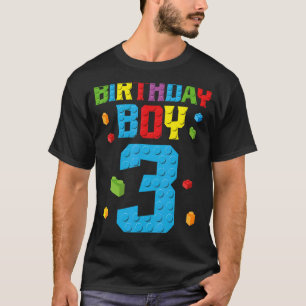Camiseta Aniversário de 3 anos-Boy Master Builder 3 anos de