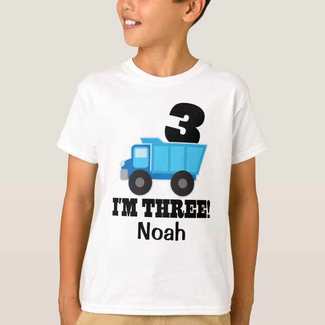Camiseta aniversário de 3 anos Construction Truck 3 Year Ol (Frente)