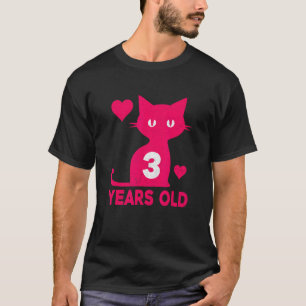 Camiseta Aniversário de 3 anos da menina gato fofo