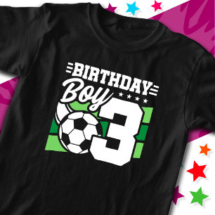 Camiseta aniversário de 3 anos de 3 anos de futebol