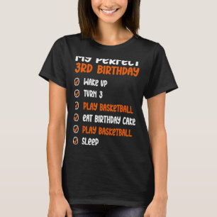 Camiseta aniversário de 3 anos de basquetebol perfeito de 3