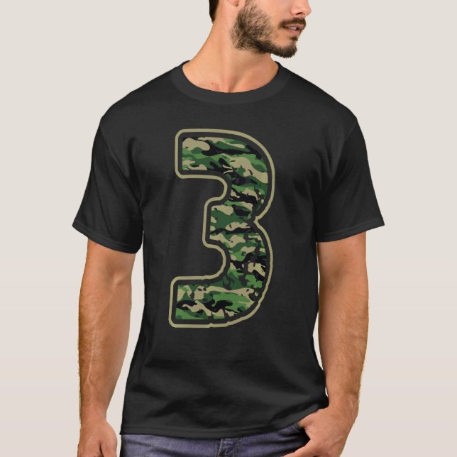 Camiseta aniversário de 3 anos de Camuflagem legal, 3 Anos (Frente)