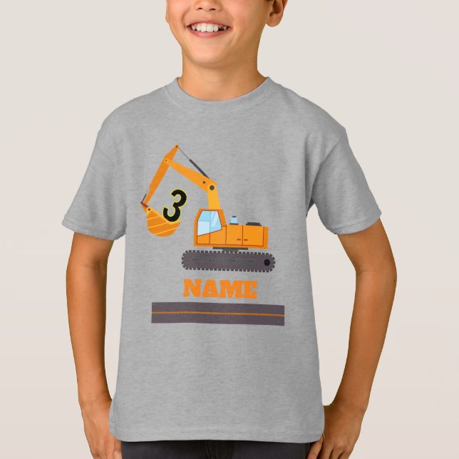 Camiseta aniversário de 3 anos de construção - personalizad (Frente)