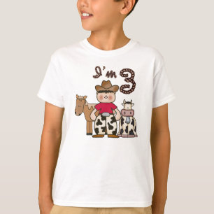 Camiseta Aniversário de 3 anos de cowboy