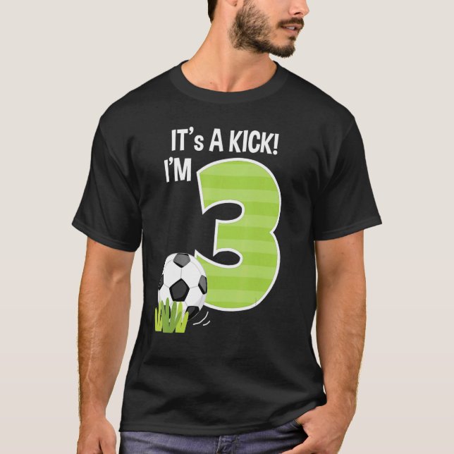Camiseta Aniversário de 3 anos de futebol Festa de Futebol  (Frente)