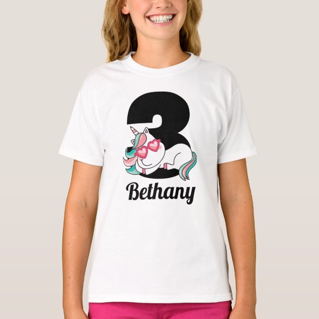 Camiseta aniversário de 3 anos de Garota de 3 Anos (Frente)