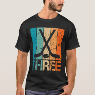 Camiseta Aniversário de 3 anos de hóquei Menino Menina 3 an